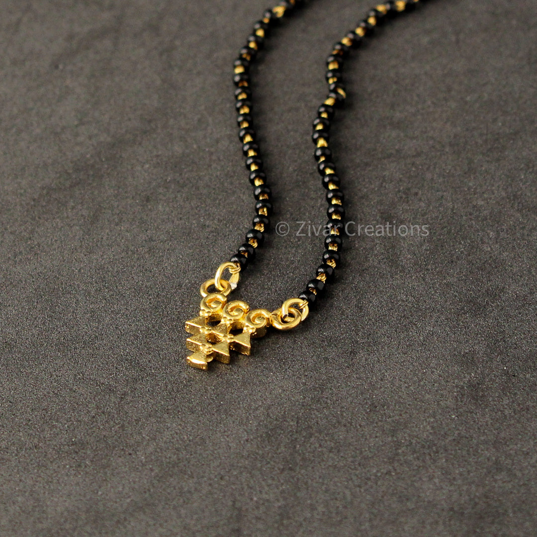 Gold Plated Small Saraswati Pendant Mangalsutra