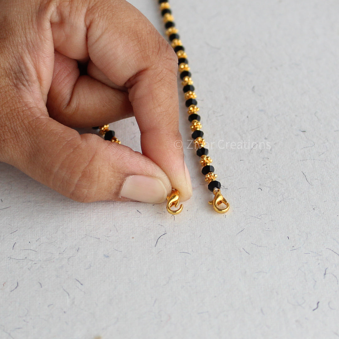 Black Crystal Golden Beads Mangalsutra Changeable