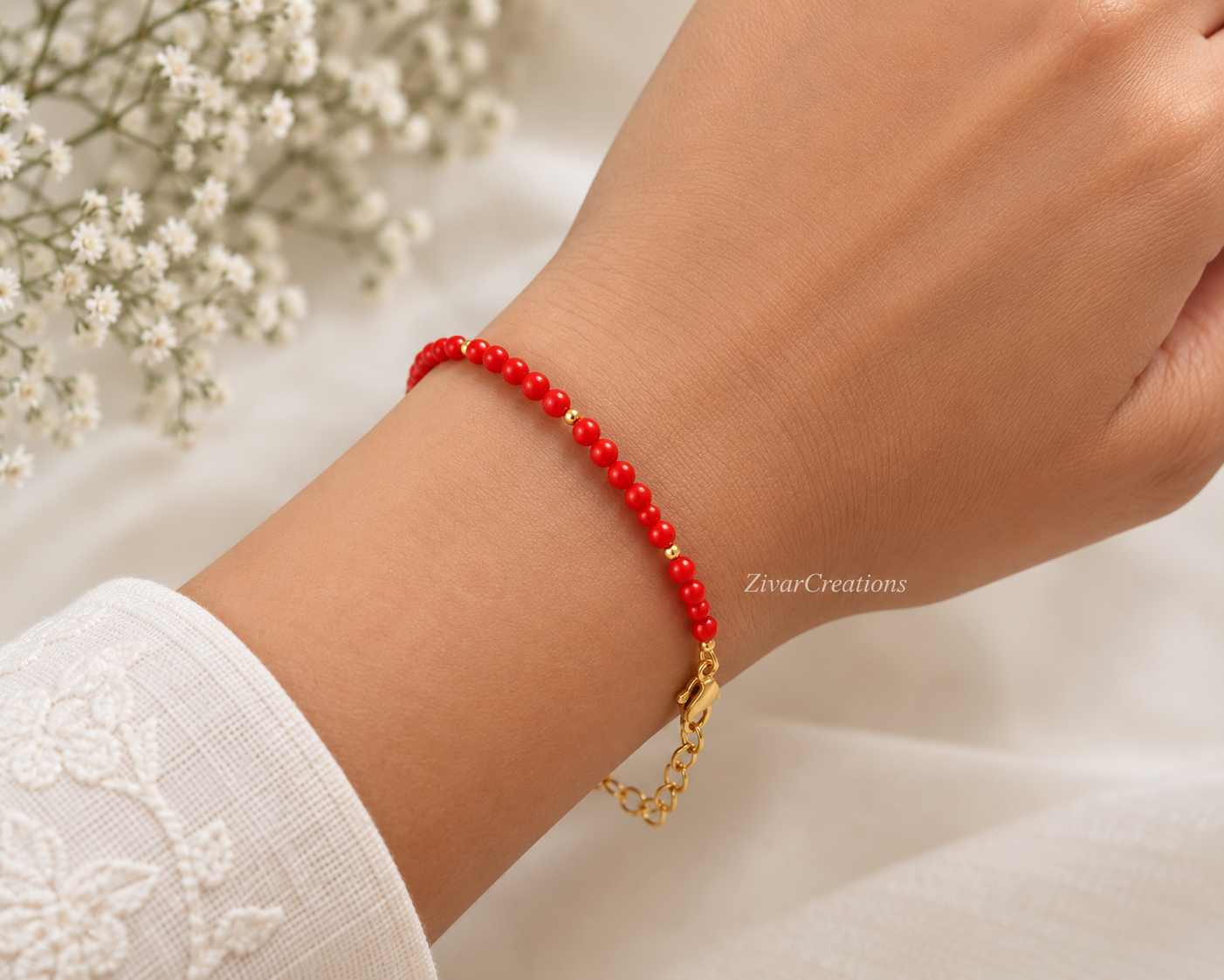 Elegant 3mm Italian Coral Bracelet