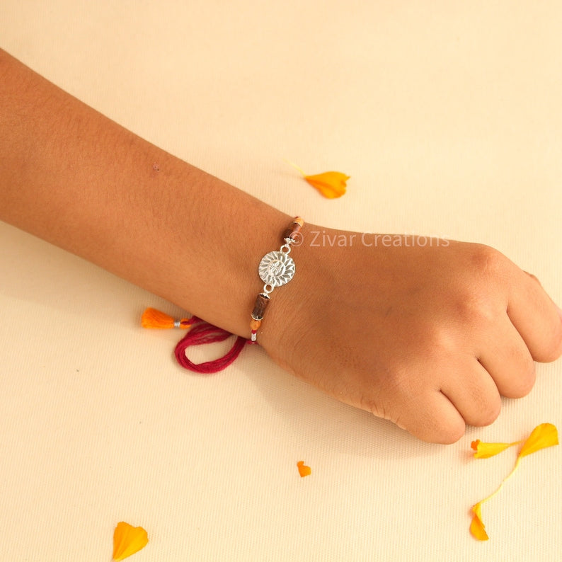 Sun Silver Rakhi , Designer Silver Rakhi
