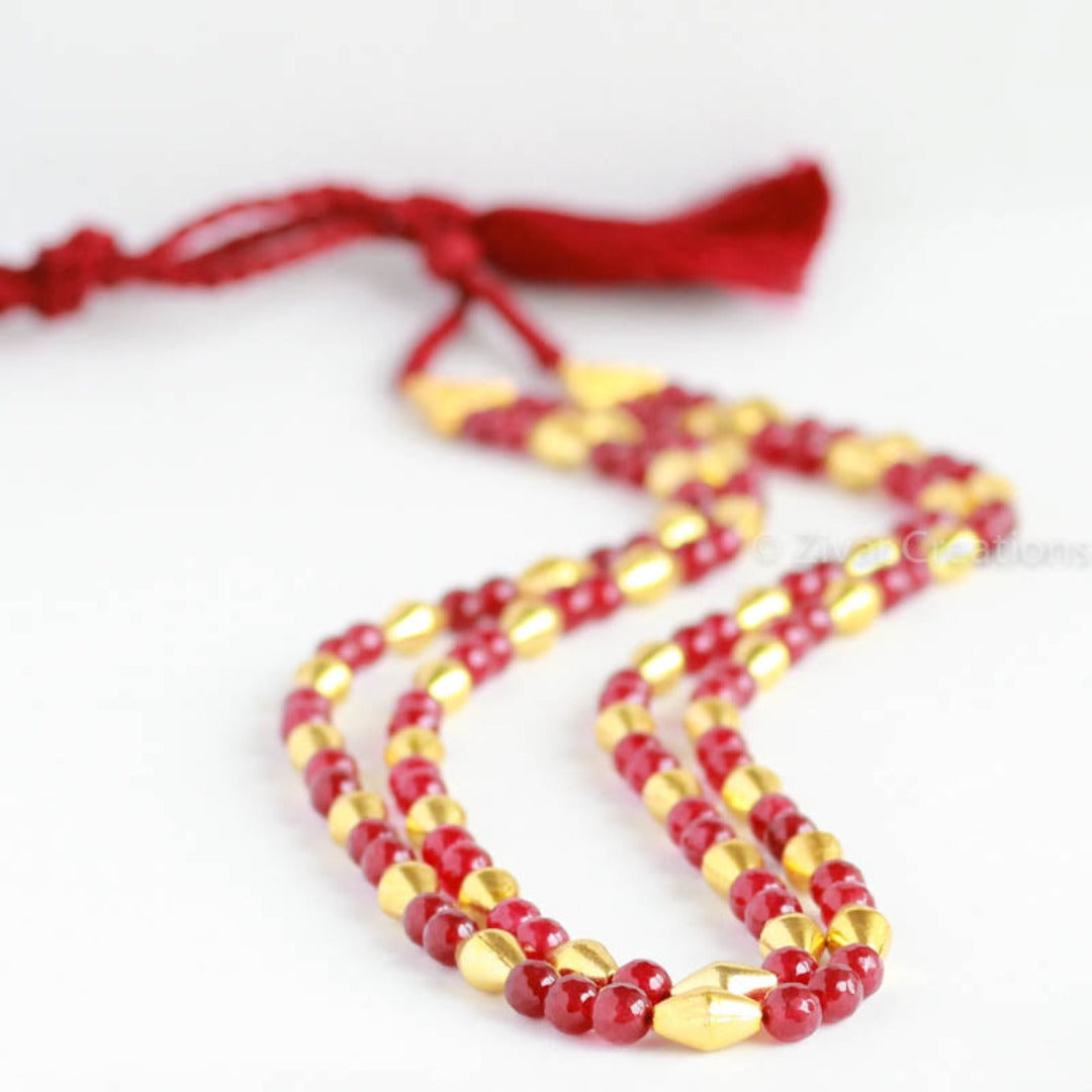Dholki Red Beads Necklace