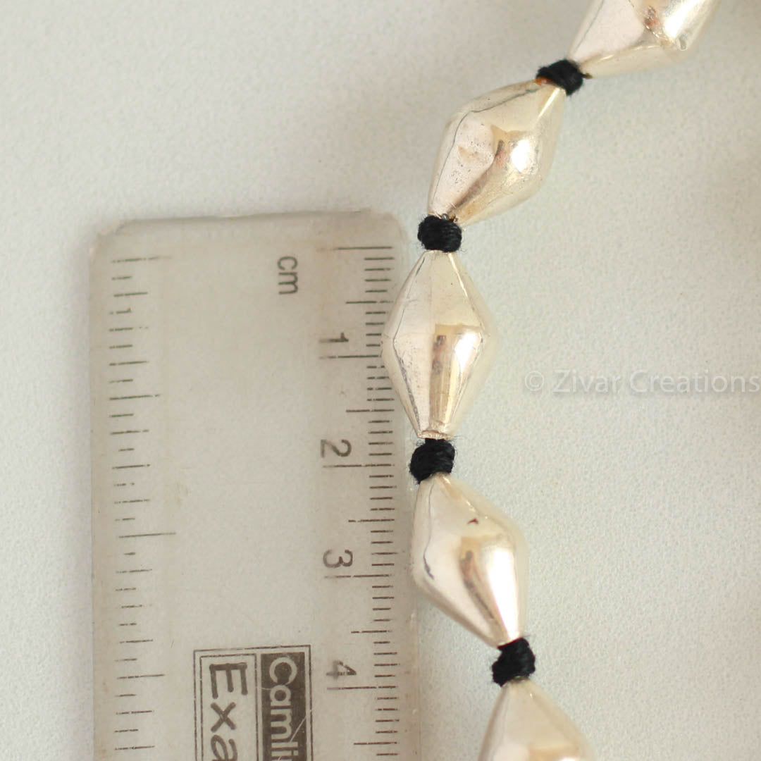 Pure Silver Dholki Beads Single Line Necklace