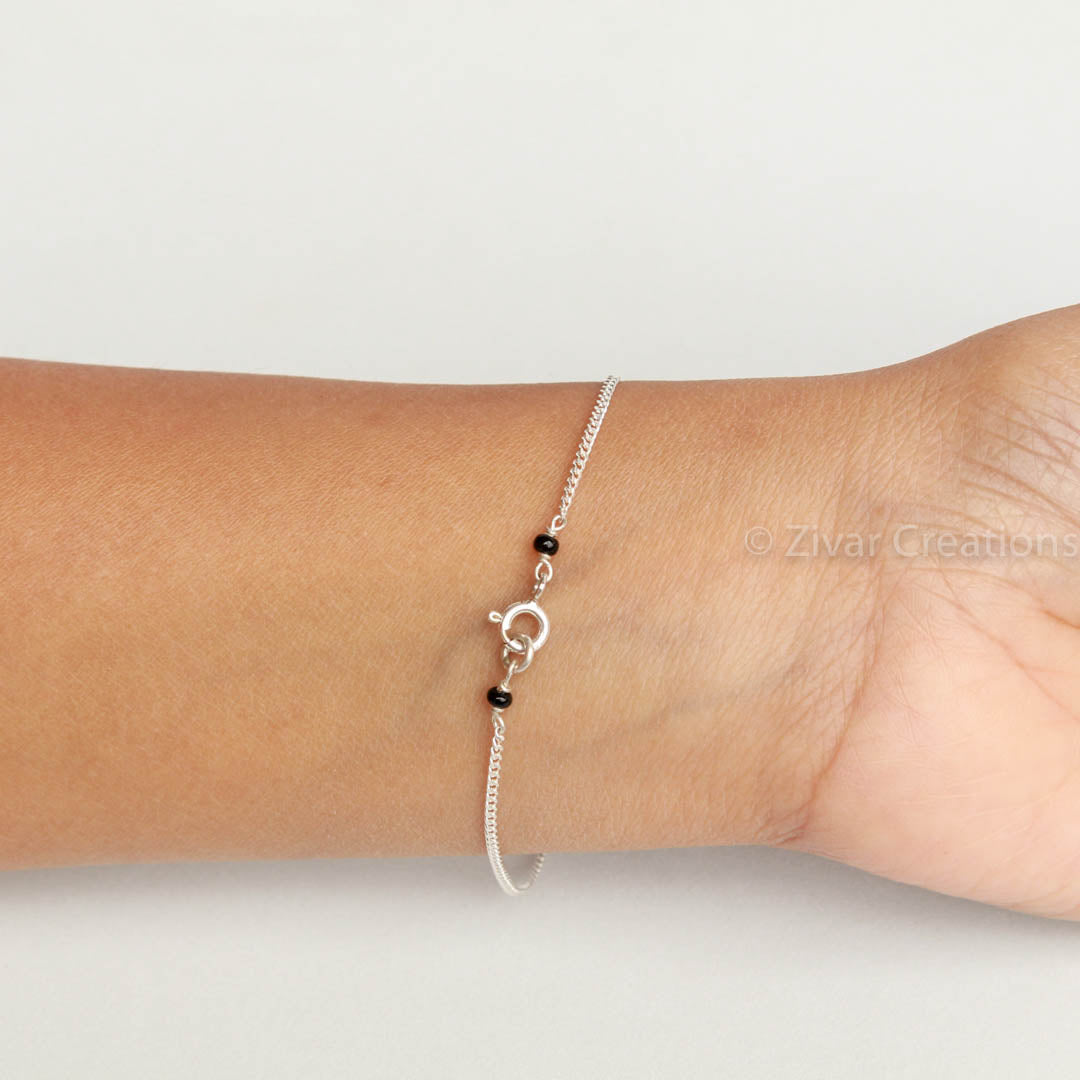 Heart Pendant Silver Bracelet Mangalsutra