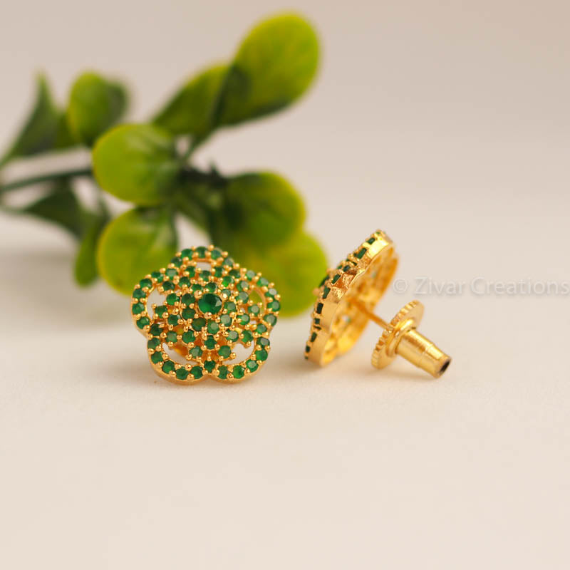 Green Stones Stud Earring