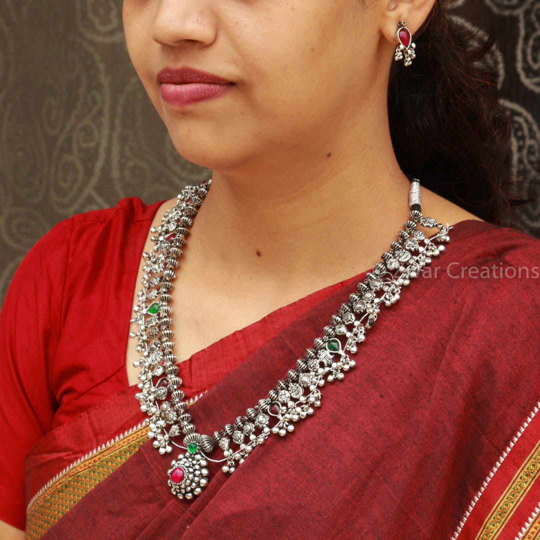 Kolhapuri oxidised Saaj set, Maharashtrian Saaz