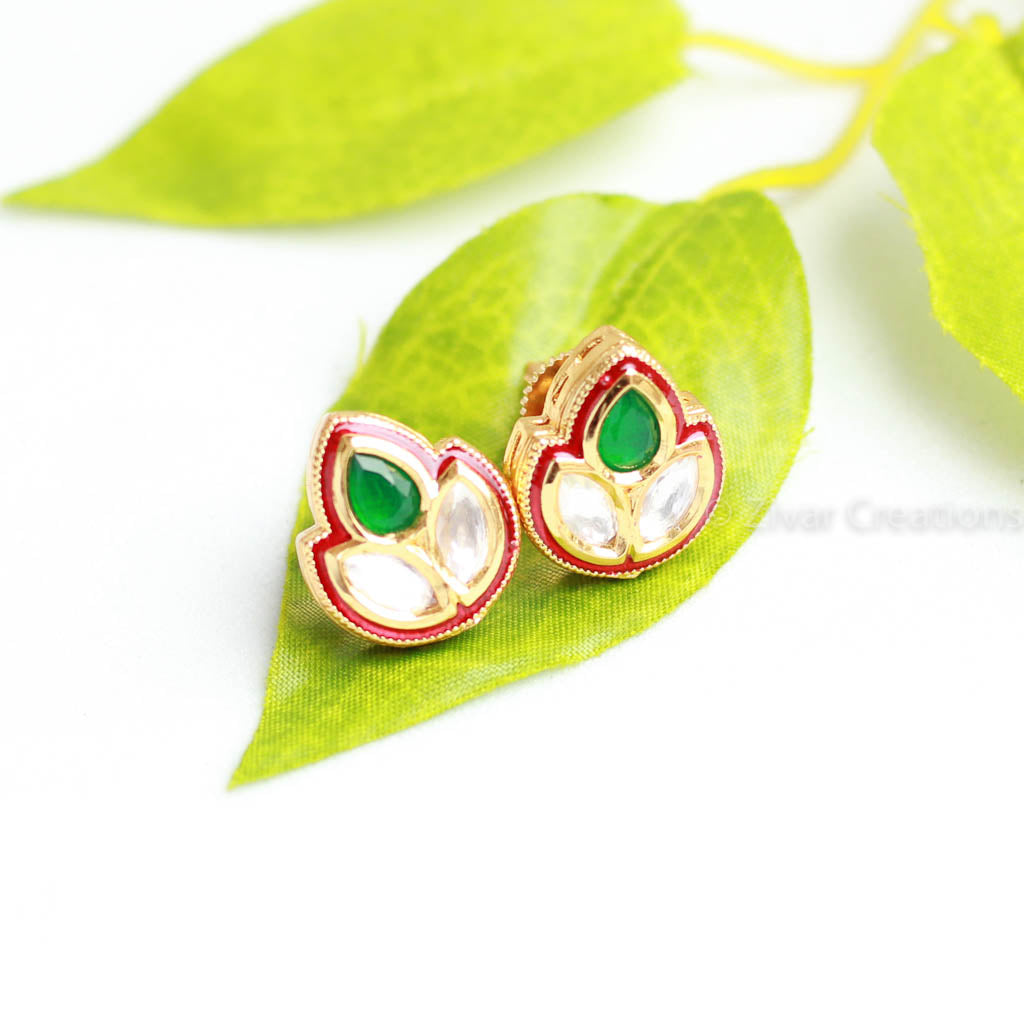 Kundan Green Combination Stud