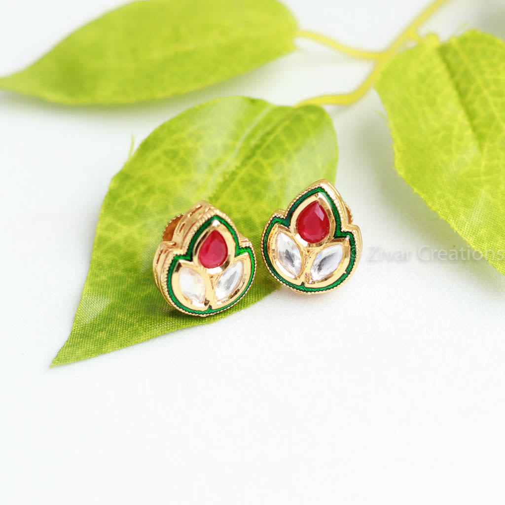 kundan-green-combination-stud