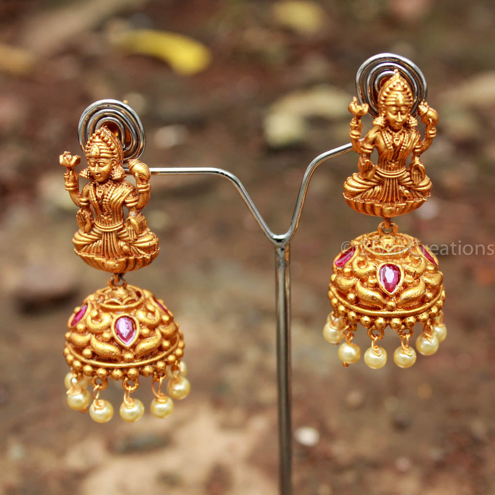 Lakshmi Bridal Heavy Gold Jhumka Design Antique Lakshmi Jhumkas