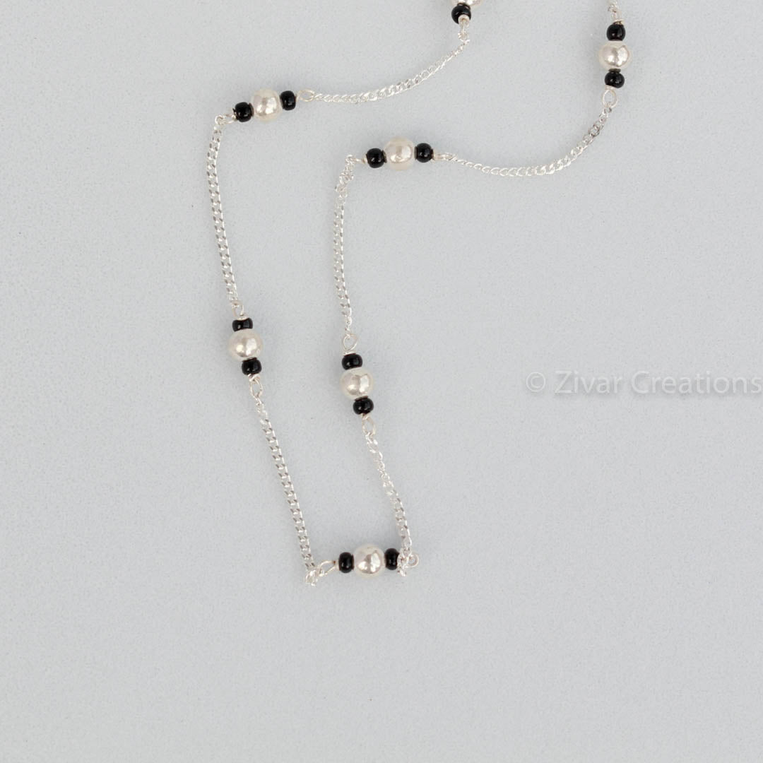 Pure Silver And Black Beads Mangalsutra Chain