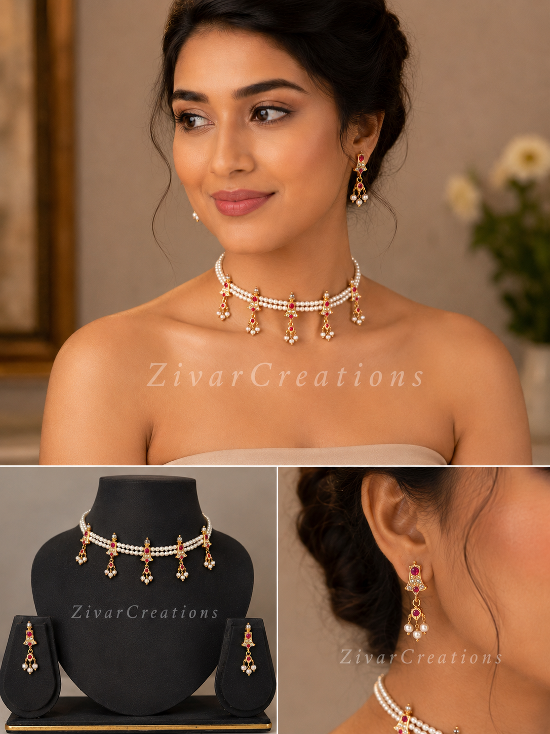 Maharashtrian Chinchpeti Choker Necklace Set