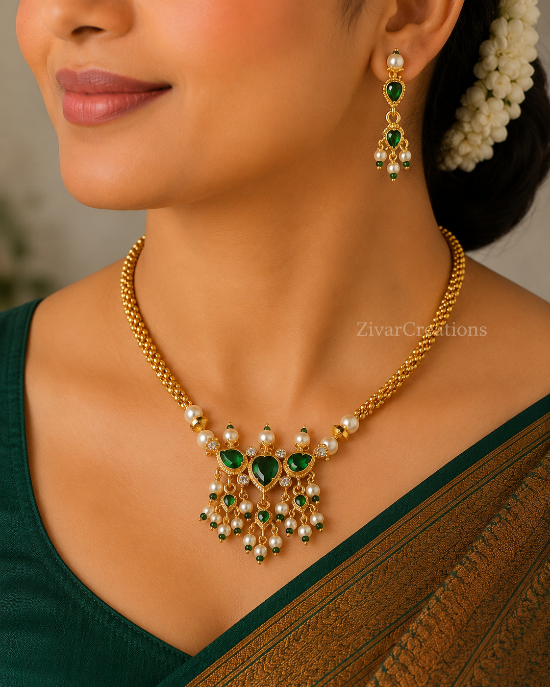 Green Gold Beads Thushi Tanmani