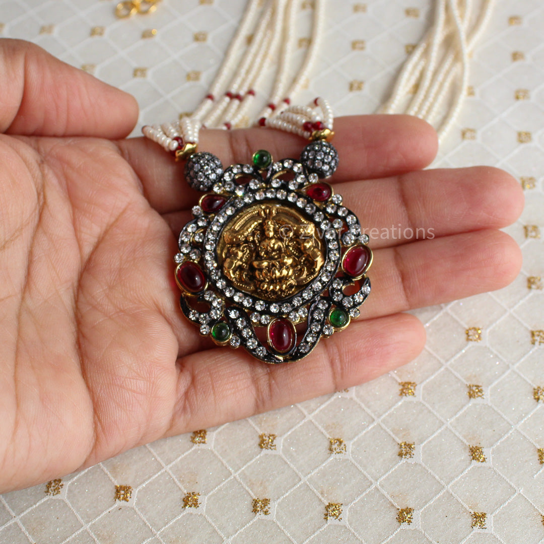 South Indian Handcrafted Laxmi Pendant Necklace