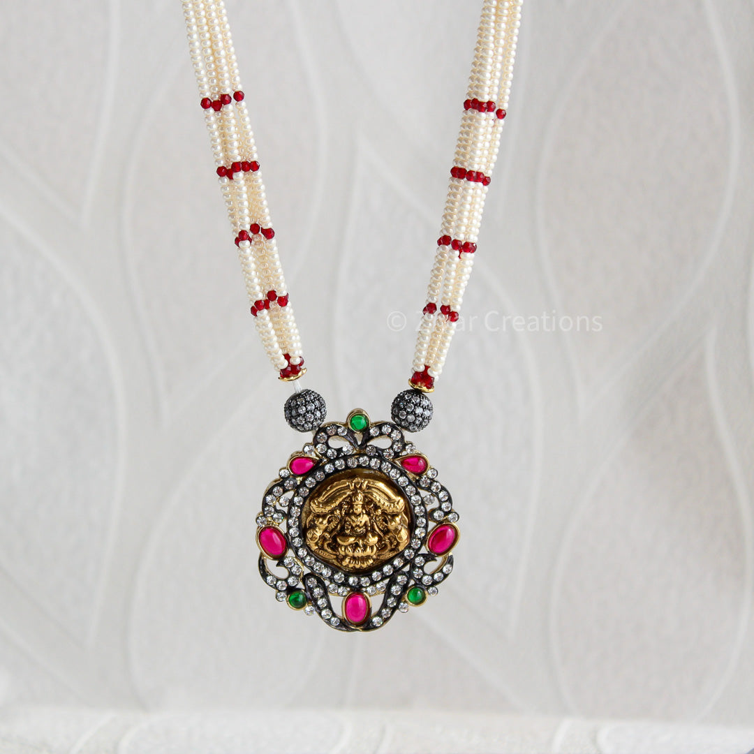 South Indian Handcrafted Laxmi Pendant Necklace