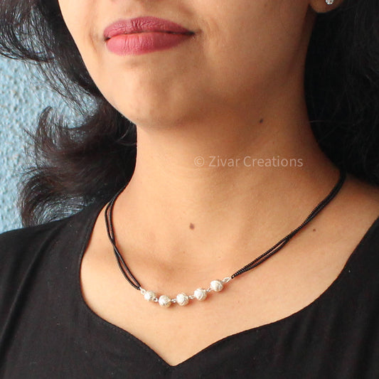 Short Pure Silver Beads Chain Mangalsutra