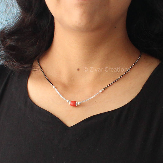 Fancy Coral Silver Mangalsutra