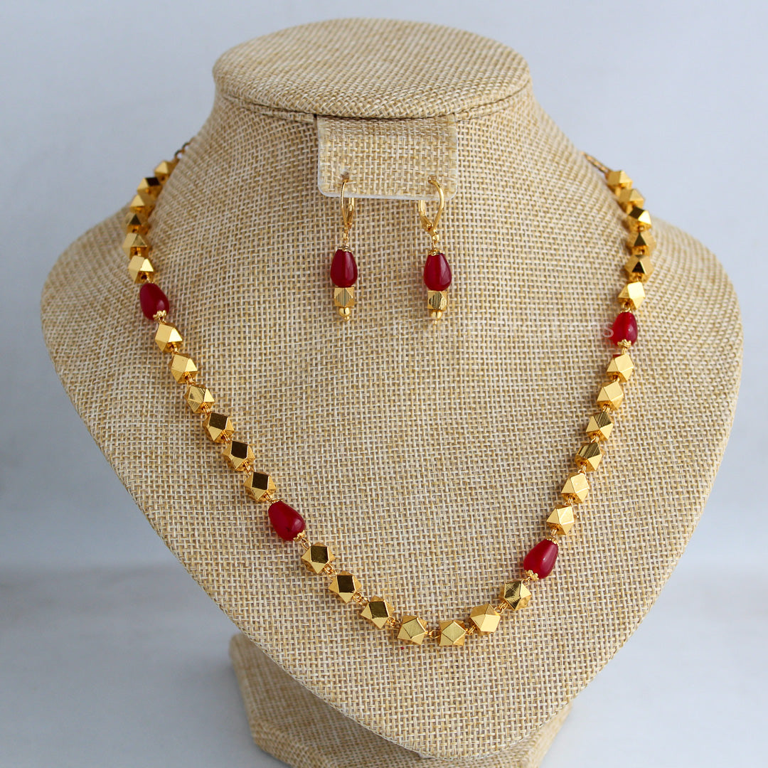 Fancy Gold Beads Necklace