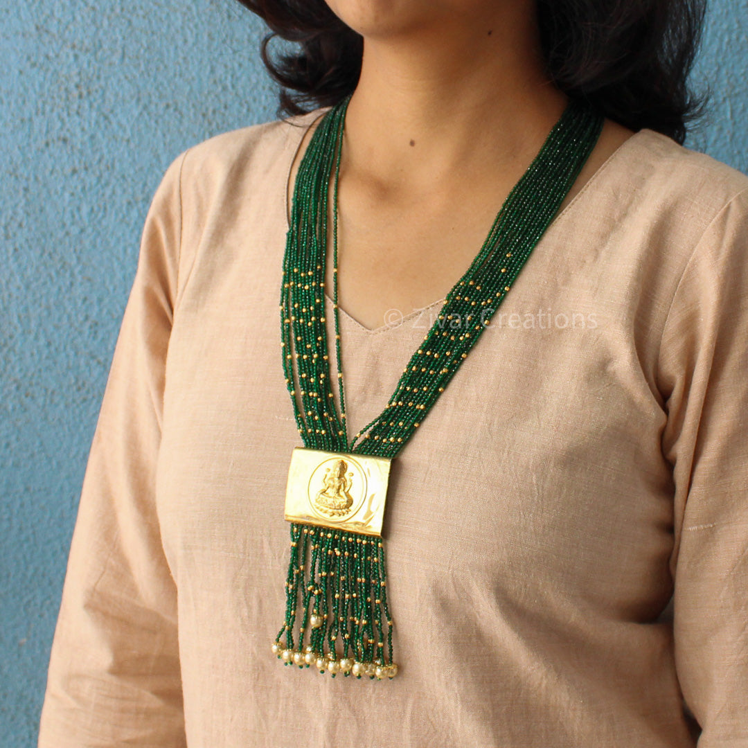 Laxmi Ji Handmade Green Beads Long Necklace