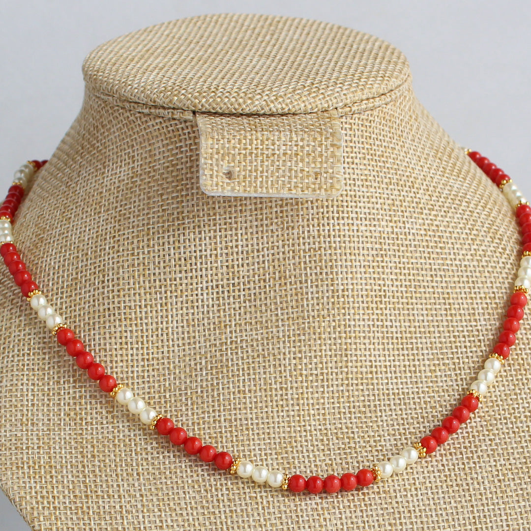 3mm Italian Coral Pearl Necklace