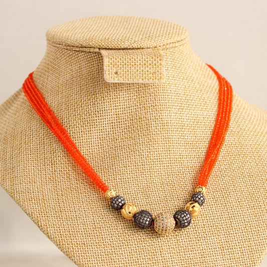 Orange Cutting Beads Necklace
