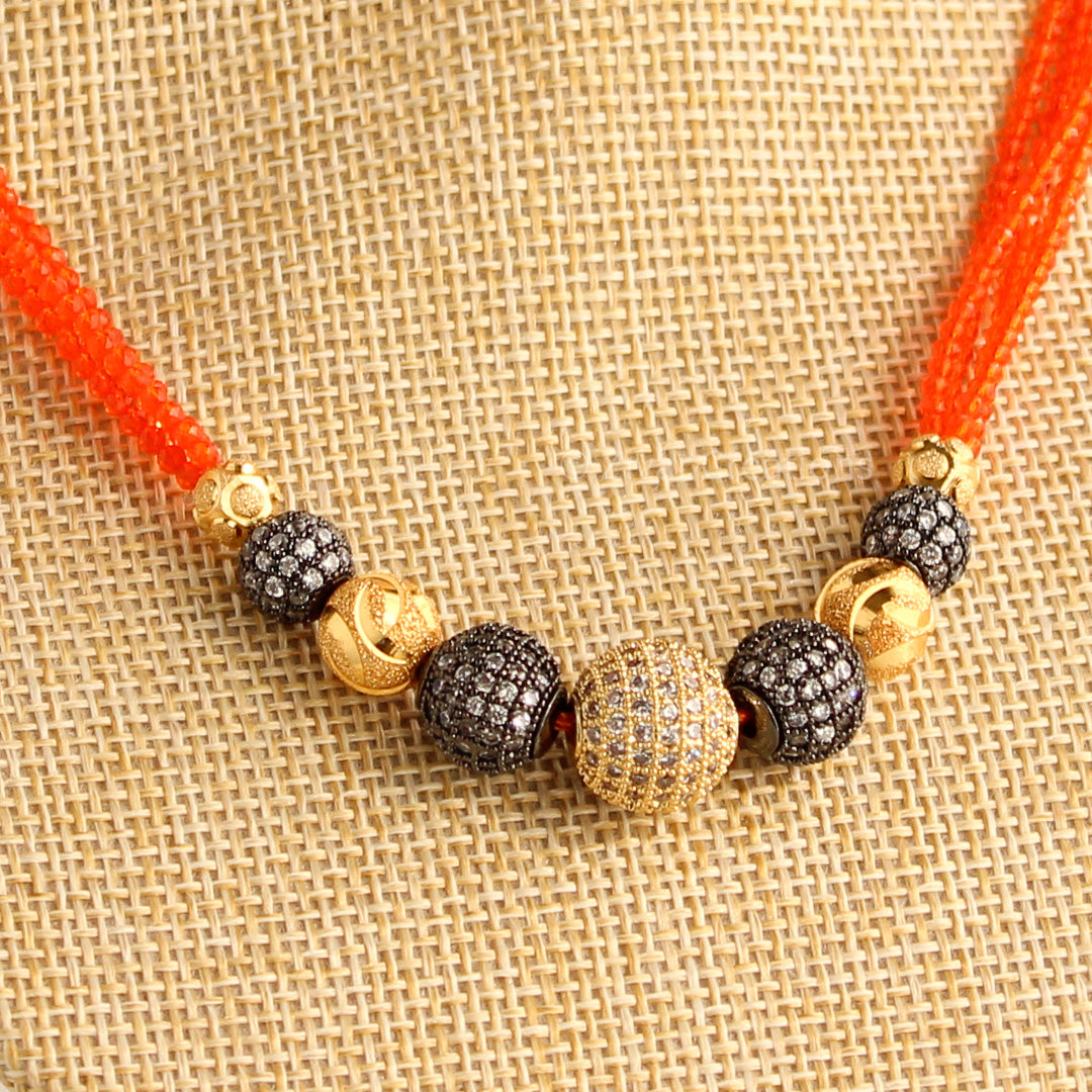 Orange Cutting Beads Necklace