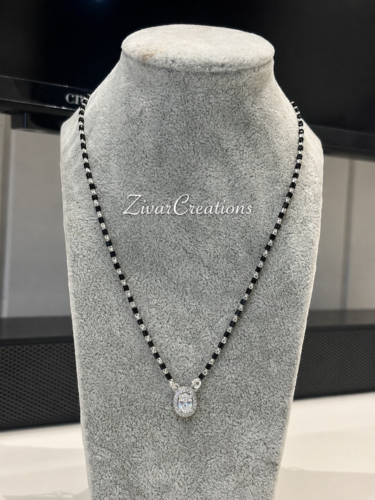 925 Sterling Silver Mangalsutra, Cubic Zircon Pendant