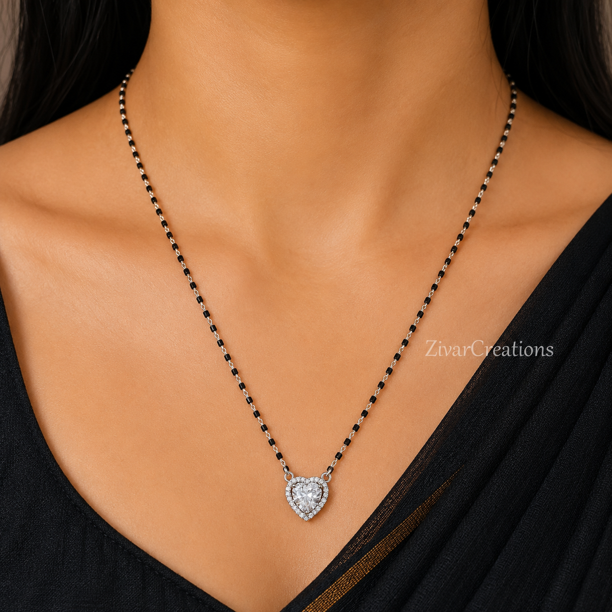 925 Sterling Silver Cubic Zirconia Mangalsutra, Indian Jewellery, Gift For Her, Modern Minimalist Indian Necklace, Office Wear