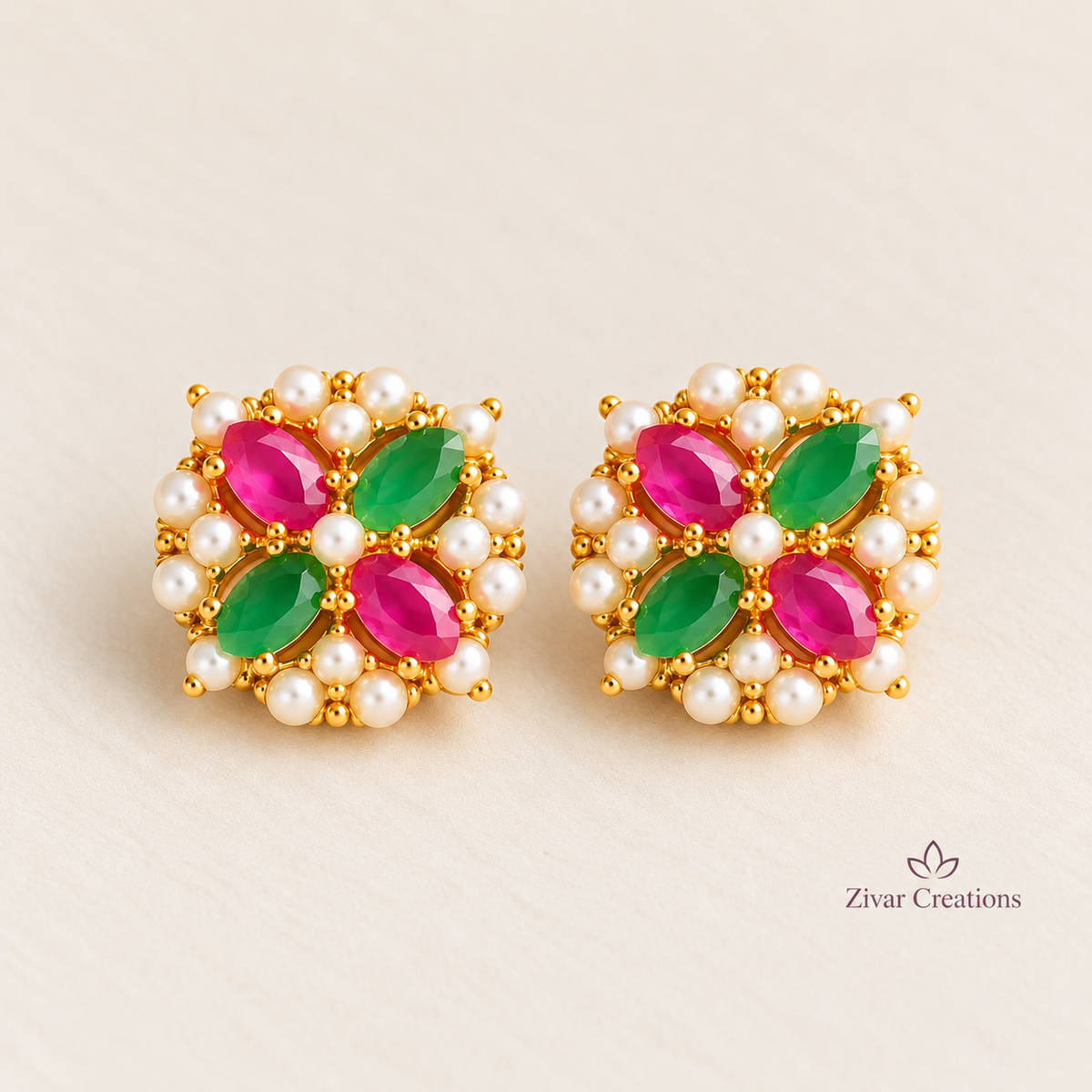 Colorful Ethnic Pearl Earrings