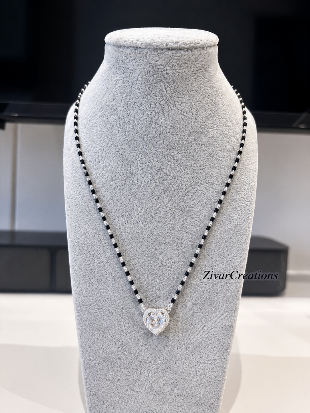 925 Sterling Silver Cubic Zirconia Mangalsutra, Indian Jewellery, Gift For Her, Modern Minimalist Indian Necklace, Office Wear