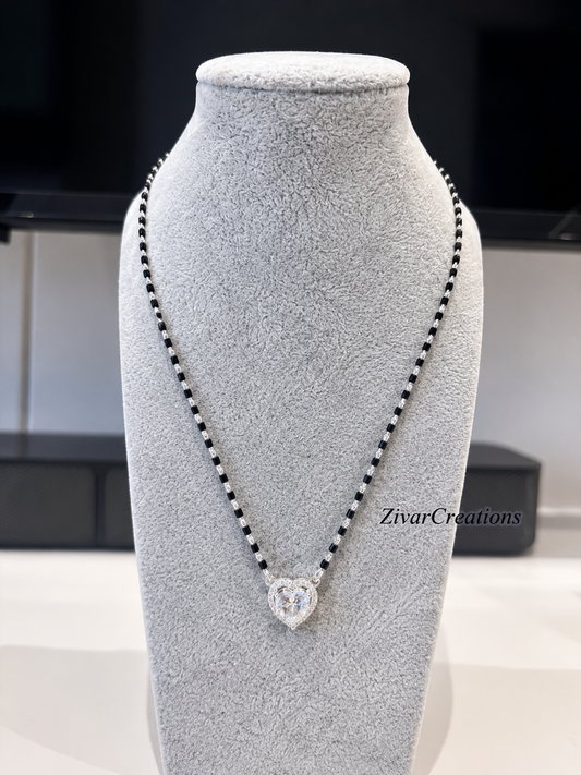 925 Sterling Silver Cubic Zirconia Mangalsutra, Indian Jewellery, Gift For Her, Modern Minimalist Indian Necklace, Office Wear