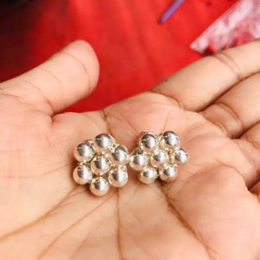3mm Silver Beads Kudi/ Earrings