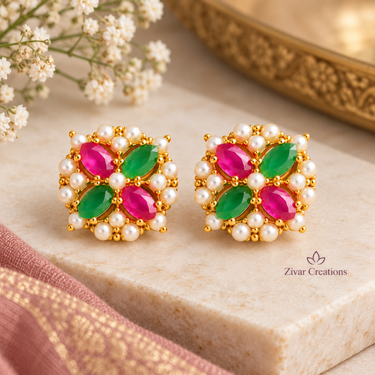 Colorful Ethnic Pearl Earrings