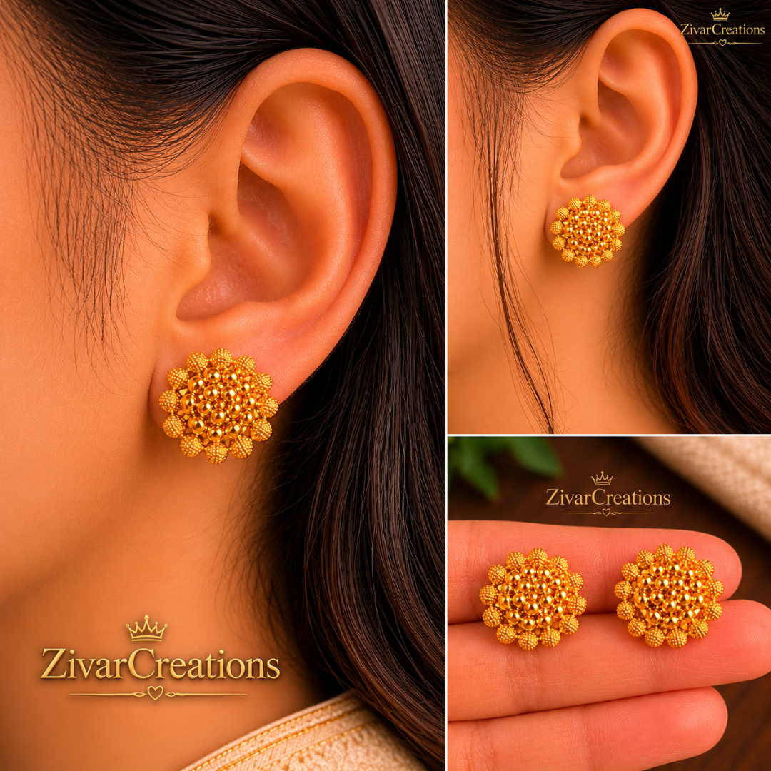 Handmade Gold Beads Earring