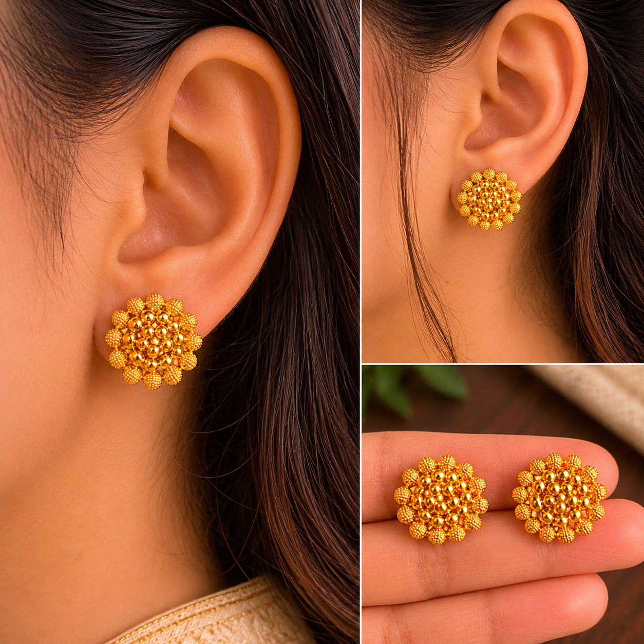 Handmade Gold Beads Earring