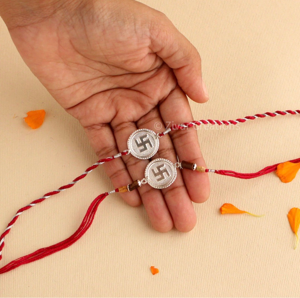 Swastik Silver Rakhi, Rakhi For Brother, 925 Silver Rakhi