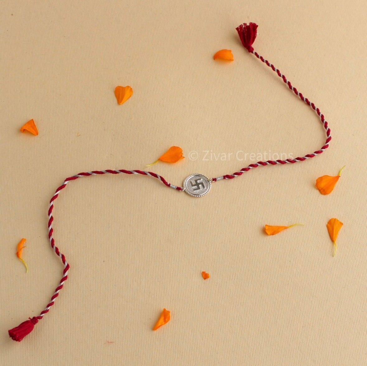 Swastik Silver Rakhi, Rakhi For Brother, 925 Silver Rakhi