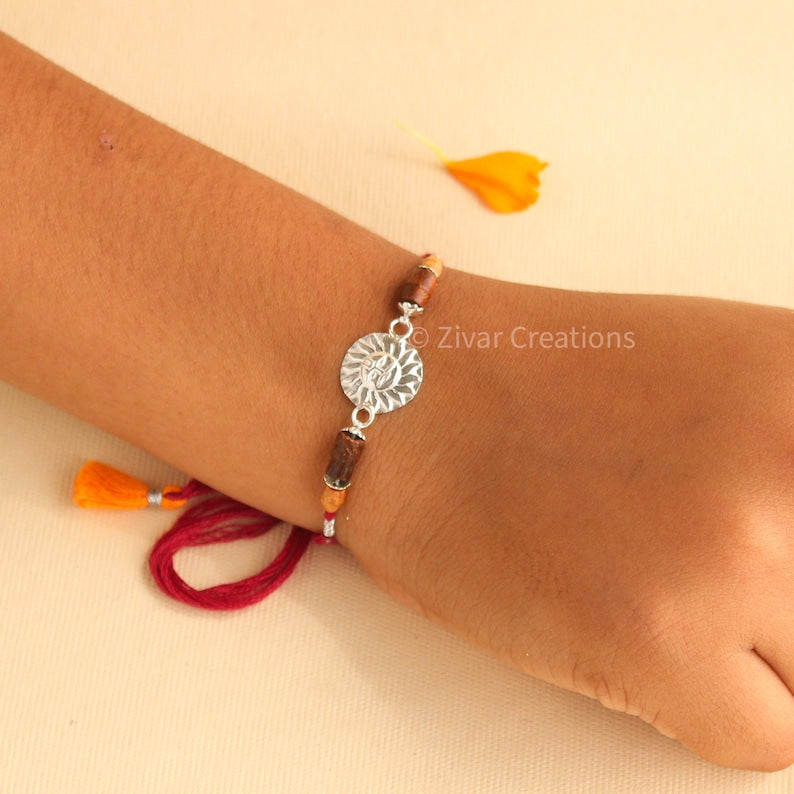 Sun Silver Rakhi , Designer Silver Rakhi