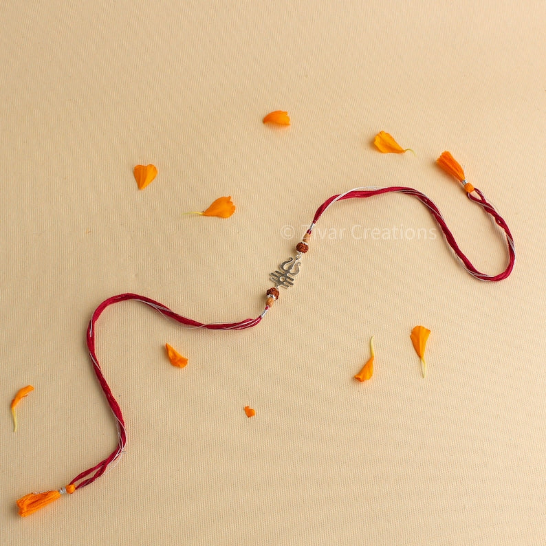 Trishul Design 925 Silver Handmade Rakhi