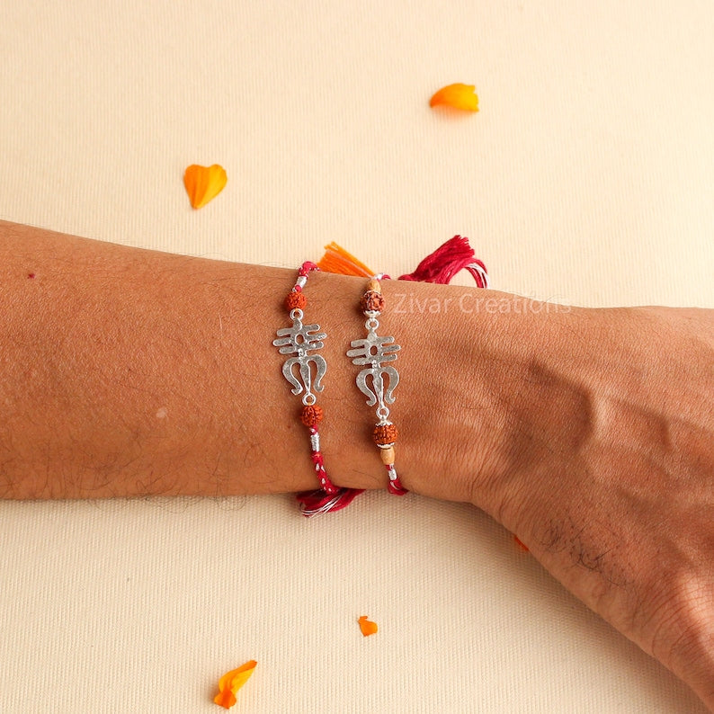 Trishul Design 925 Silver Handmade Rakhi