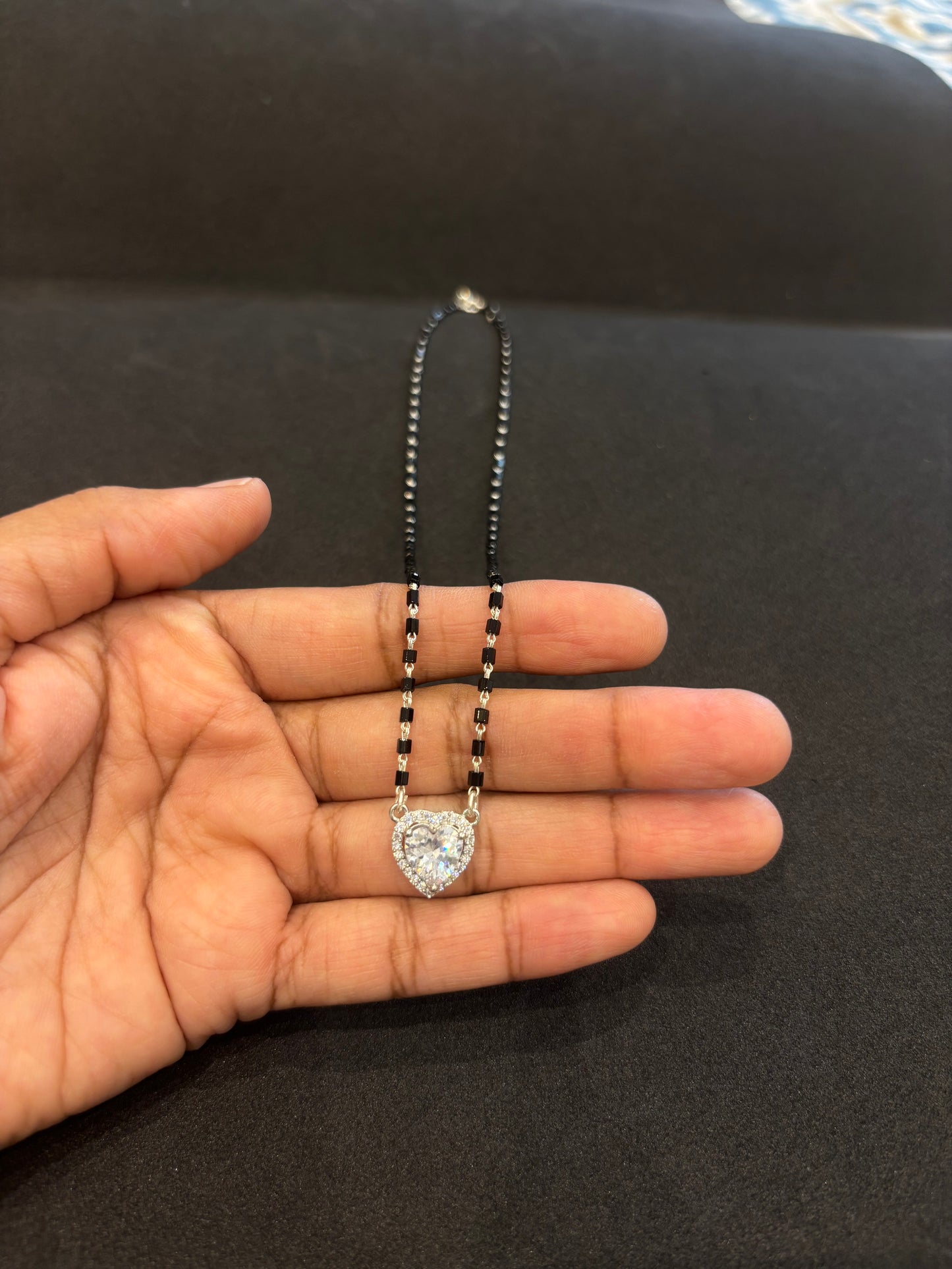 925 Sterling Silver Cubic Zirconia Mangalsutra, Indian Jewellery, Gift For Her, Modern Minimalist Indian Necklace, Office Wear
