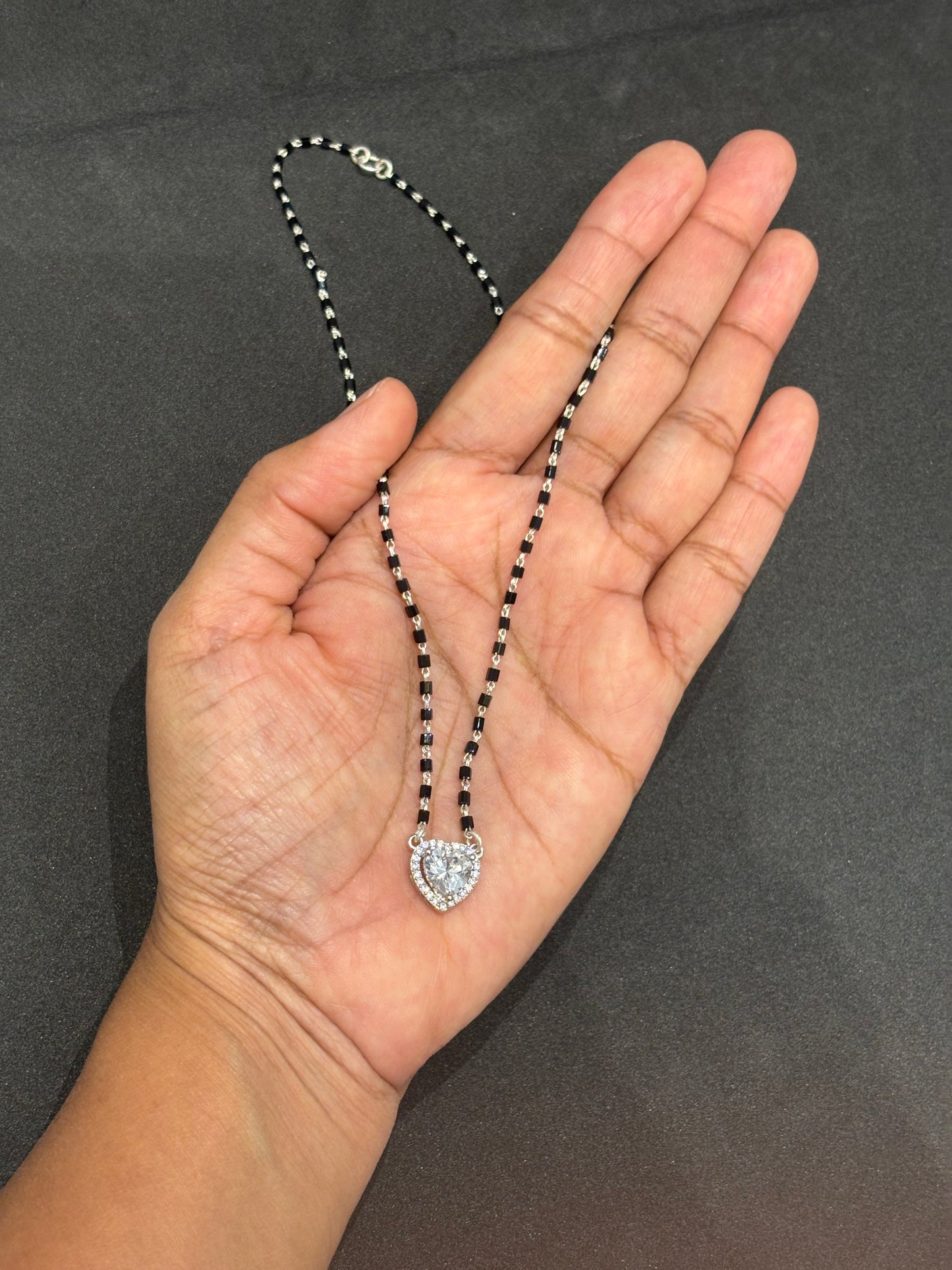 925 Sterling Silver Cubic Zirconia Mangalsutra, Indian Jewellery, Gift For Her, Modern Minimalist Indian Necklace, Office Wear