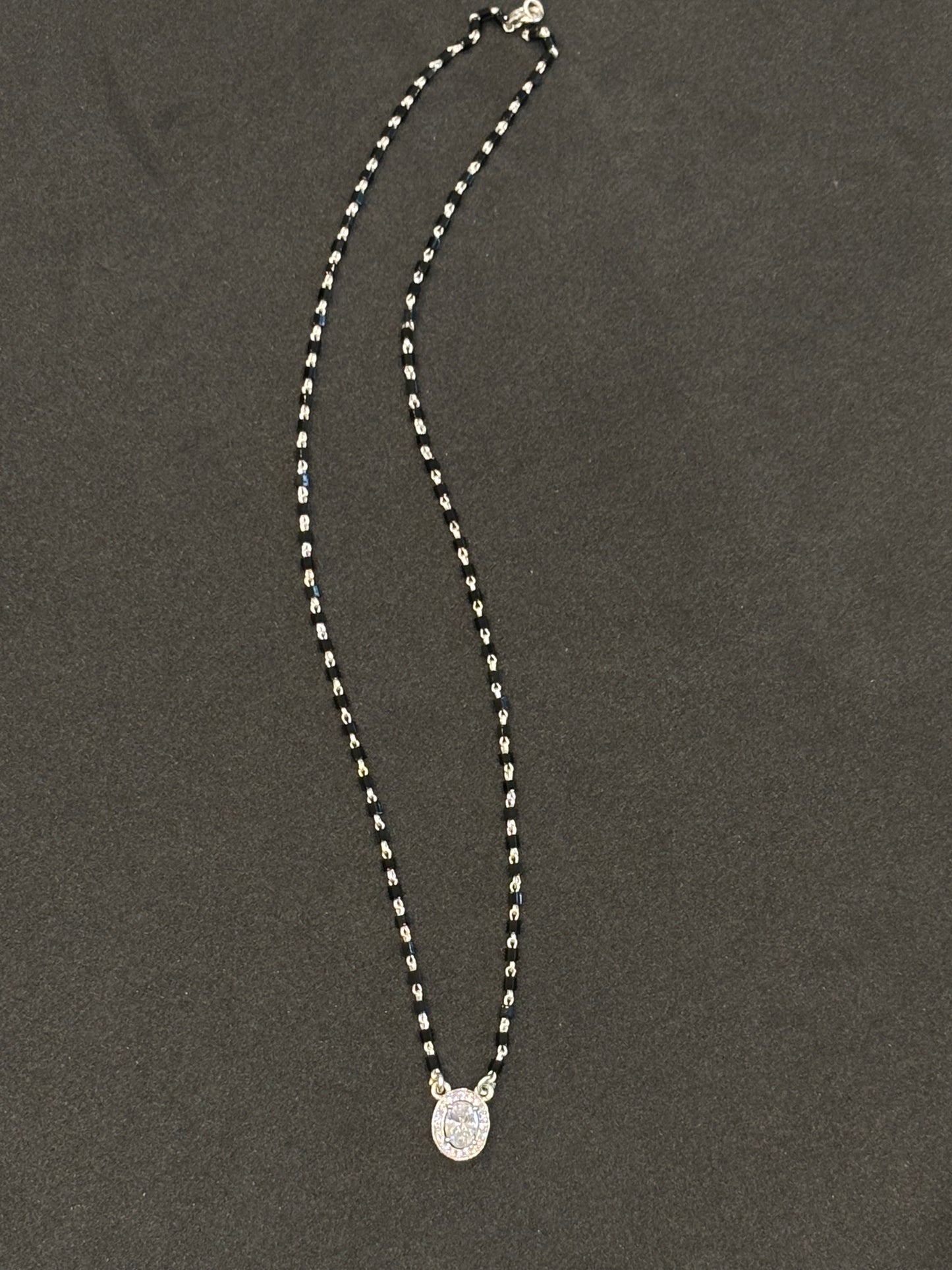 925 Sterling Silver Mangalsutra, Cubic Zircon Pendant