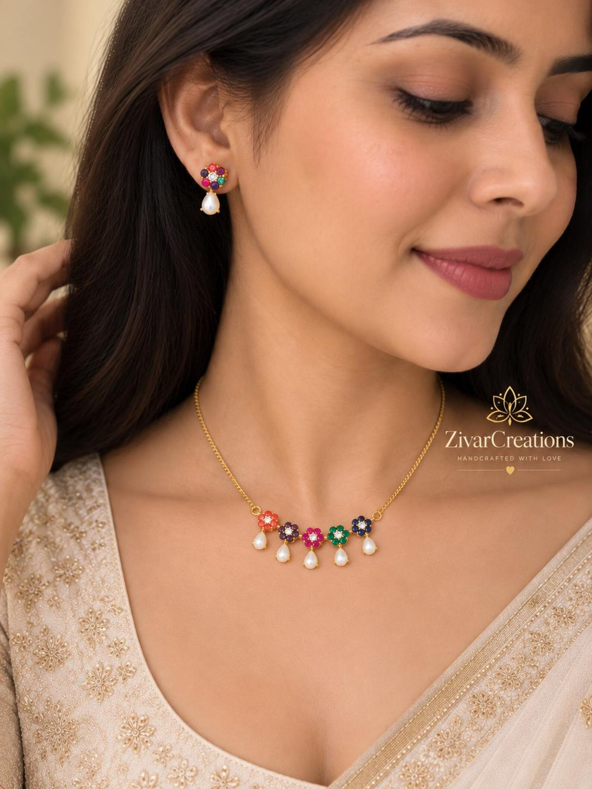 Colorful Floral Beaded Necklace