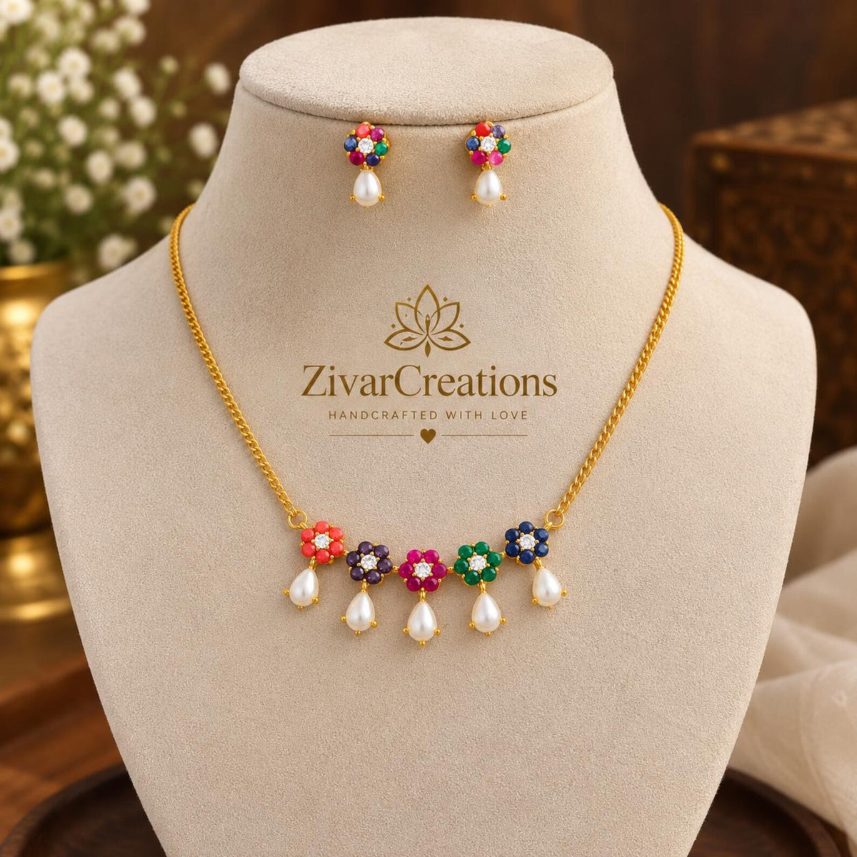Colorful Floral Beaded Necklace