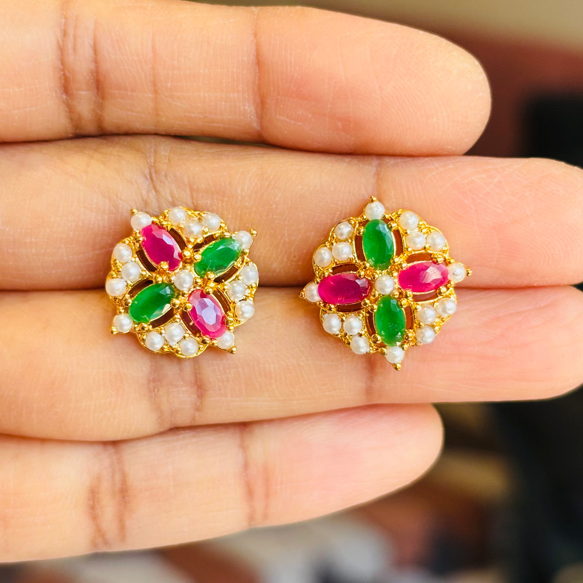 Colorful Ethnic Pearl Earrings