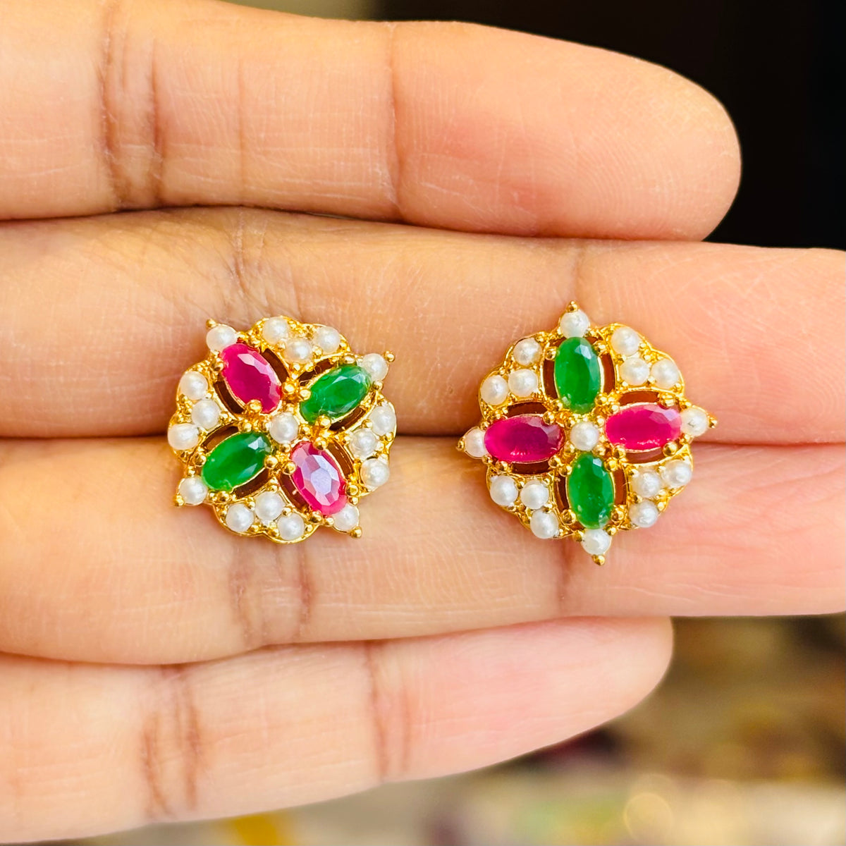 Colorful Ethnic Pearl Earrings