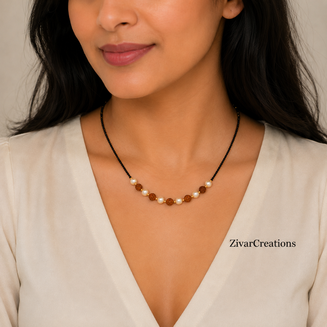 Rudraksh And Pearl Mangalsutra