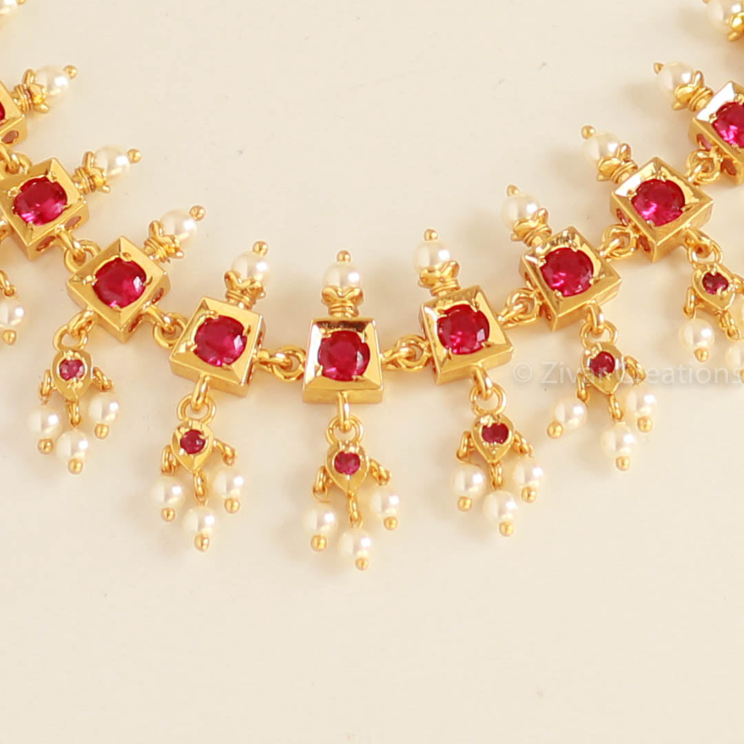Red Stones South Indian Necklace