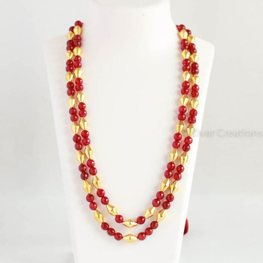 Dholki Red Beads Necklace