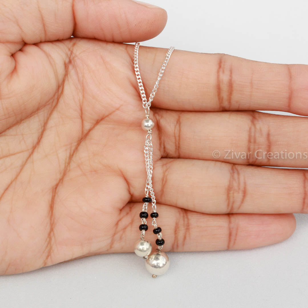 Fancy Pure Silver and Beads Mangalsutra