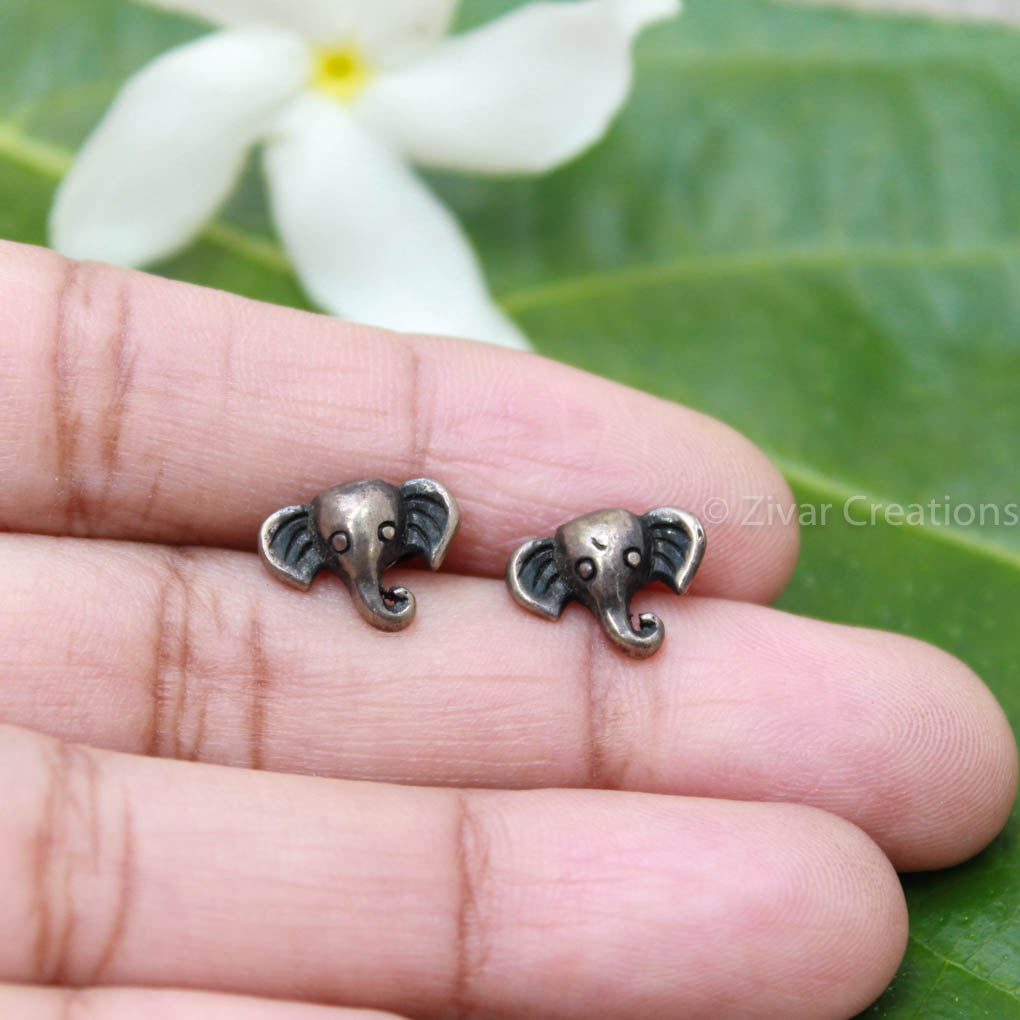 Pure Silver Handcrafted Elephant Stud